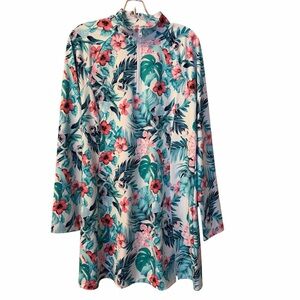 Tommy Bahama Women’s Athletic Stretch Dress Long Sleeve XL Tropical Floral